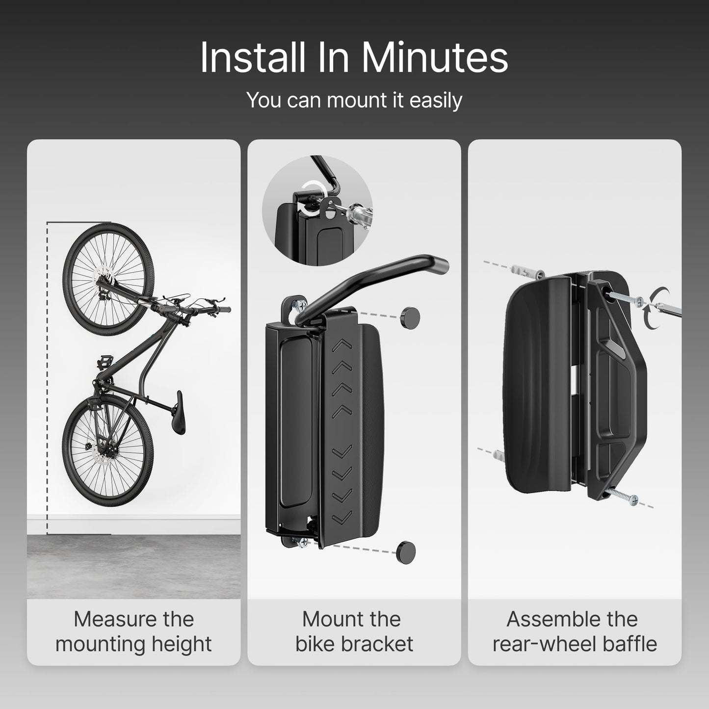 PEGZONE 4 Pack Bike Rack Garage, Bike Wall Mount Heavy Duty, Holds 77 Lbs, Swivel Bike Hangers for Garage, Adjustable Indoor Bike Storage for Bedroom Home Office, 4 Pack