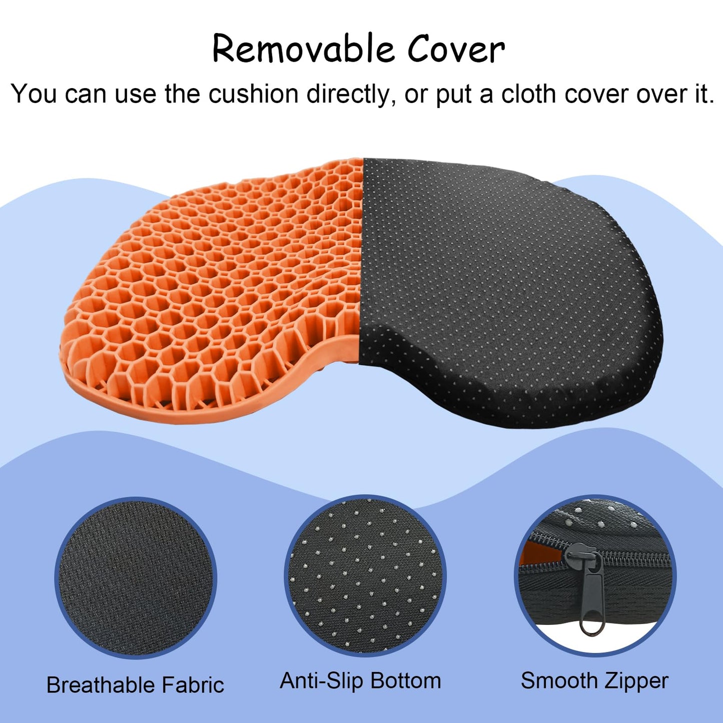 NEW-Vi Anti-Slip Kayak Seat Cushion - Waterproof Thicken Gel Boat Kayak Canoe Rowing Stadium Pad for Sit in Kayak Chair Kayak Accessories Equipment Gear for Fishing Kayak,Orange