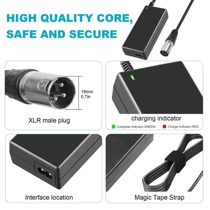 44V 1.5A Scooter Battery Charger (for 36V Lead Acid Battery) Razor MX500 MX650 SX500, Schwinn S600 S750 S1000 X1000, IZIP I600 I750 I1000, Mongoose M750, X-Treme X-600 650, Stealth X1000, Evo 500 1000