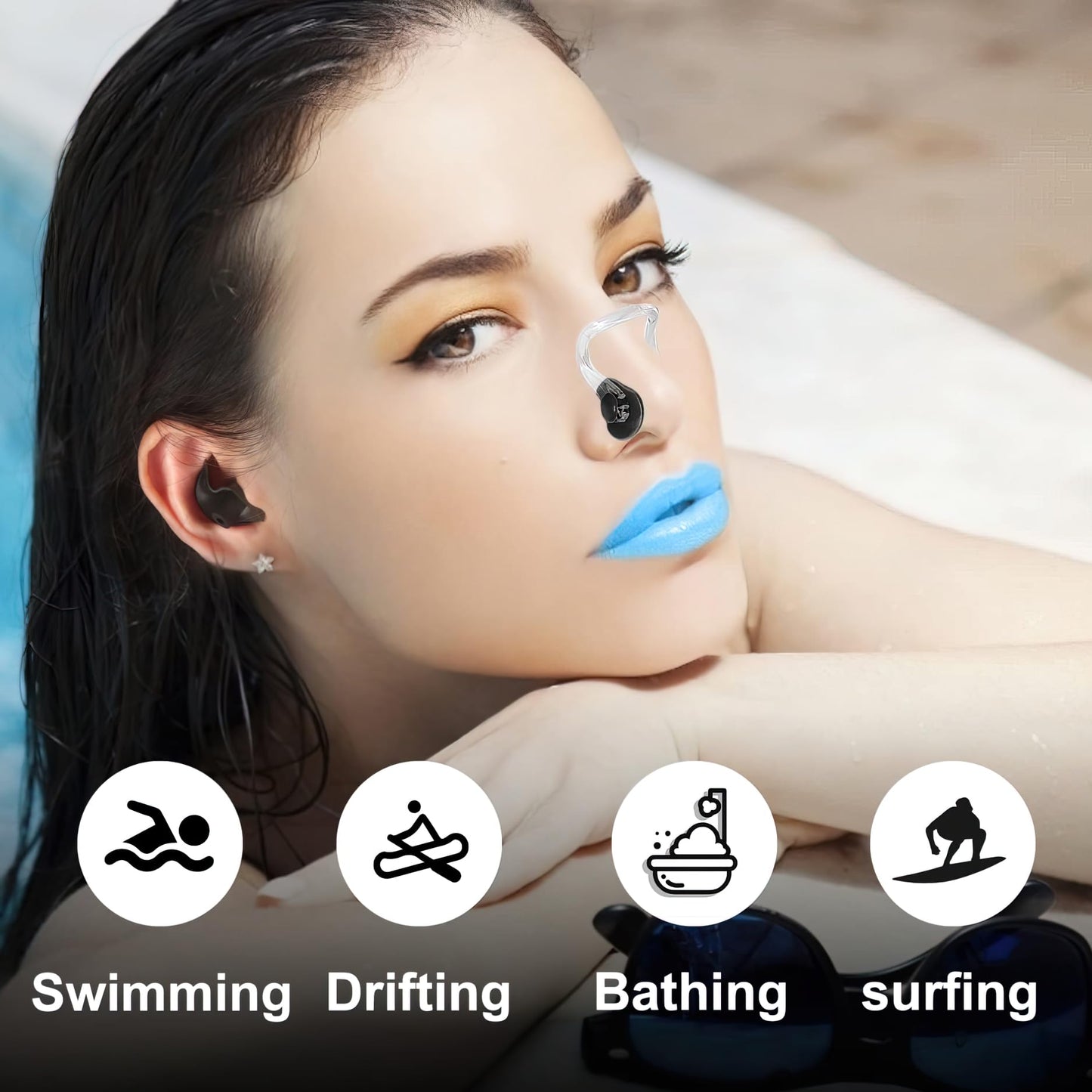 Hurdilen Swimming Nose Clip, 14 Packs Swim Nose Plugs with Waterproof Silica Gel for Kids (Age 7+) and Adults, Multi-Color