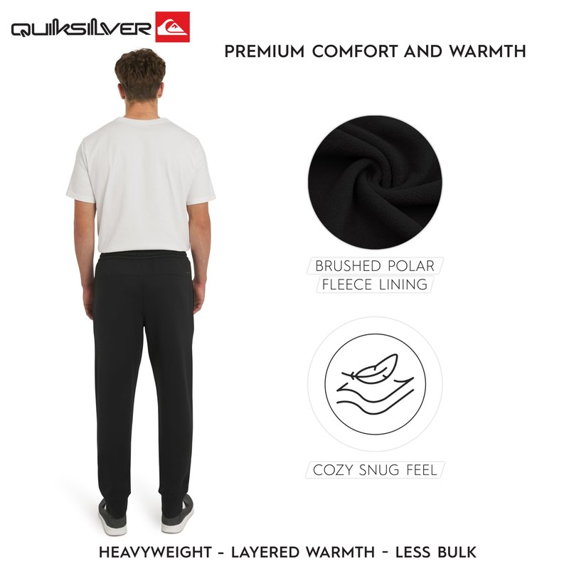 Quiksilver Men's Regular Fit Active Performance Heavyweight Jacquard Mesh and Polar Fleece Jogger Pants, Black Onyx, Large