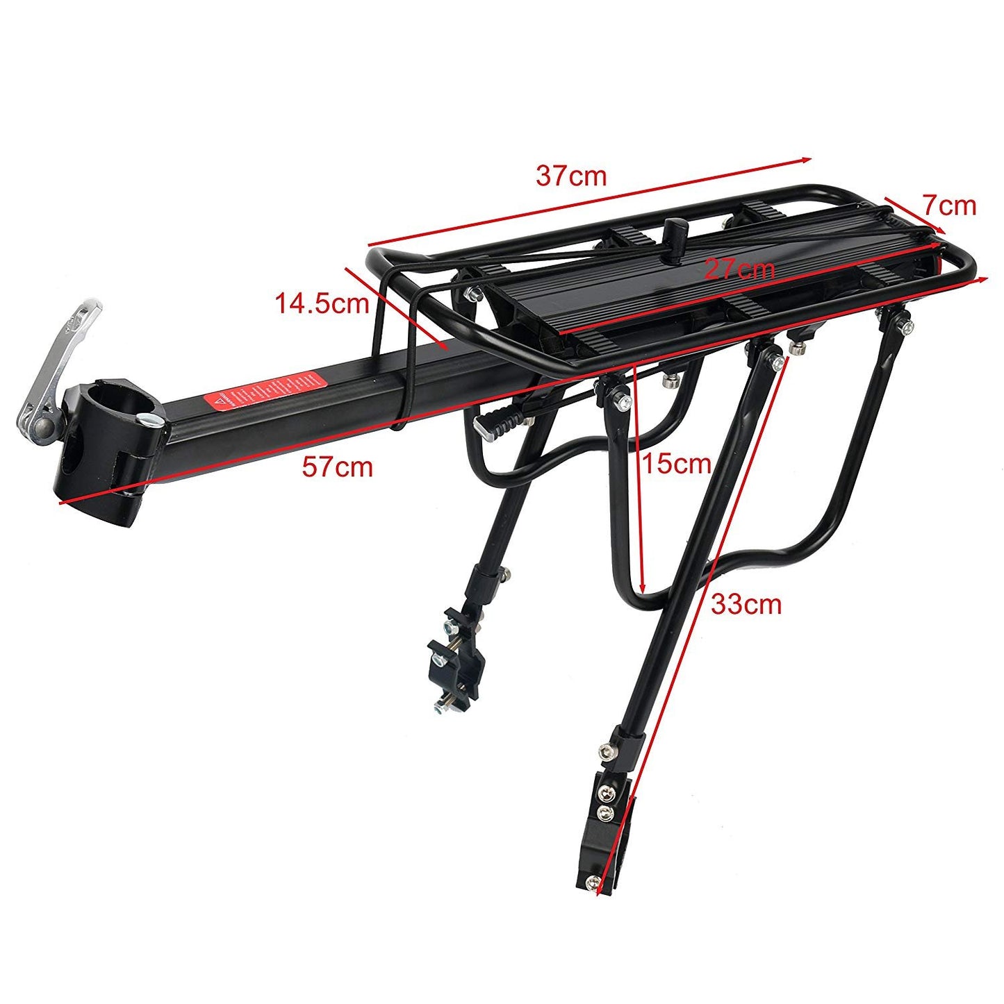 Amarine Made Bike Rear Rack 110 Lbs Capacity Aluminum Alloy or Iron Bicycle Rear Rack Adjustable Pannier Bike Luggage Cargo Rack Quick Release Bicycle Carrier Racks (Al Half Quick Release)