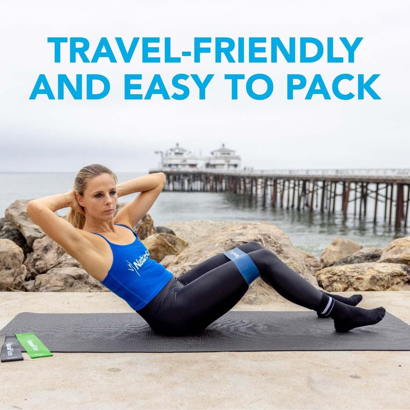 Natural Pilates 4-Level Booty Bands for Working Out, Elastic Glute Bands for Butt, Resistance Bands for Legs and Butt Workout, Exercise Butt Bands Set with Carry Bag, Glute Bands for Women