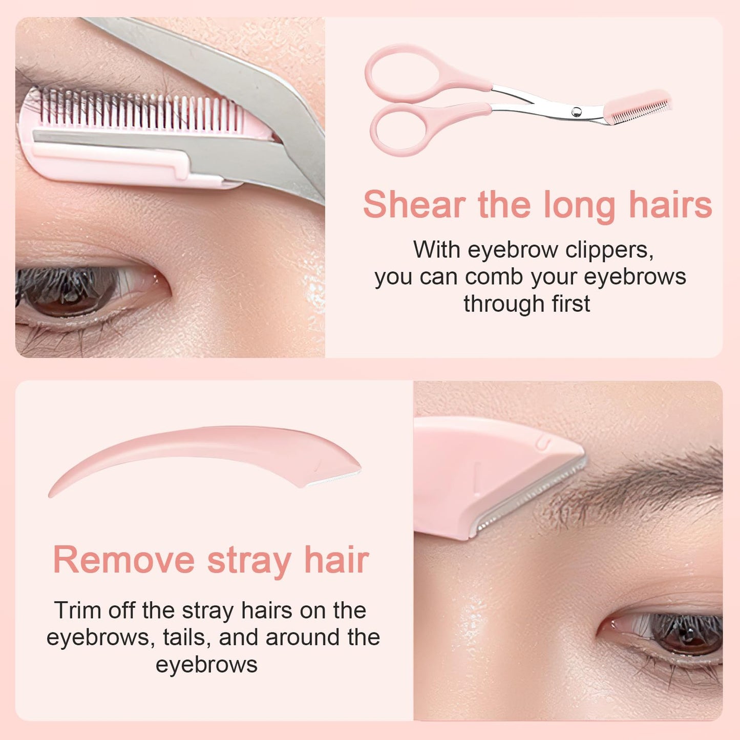 Eyebrow Trimming Kit Stainless Steel Scissors and Razor with Comb Professional Brow Grooming Tools for Precise Shaping