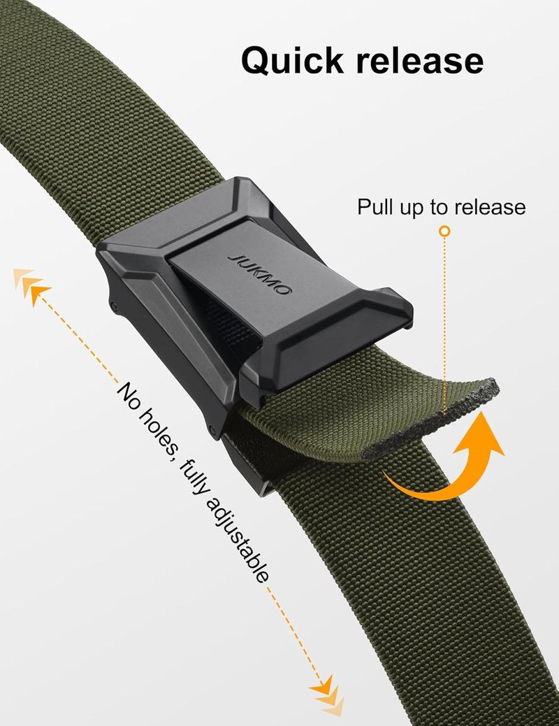 JUKMO Tactical Belt for Men - Stretch Military Work Rigger Hiking | 1.5" Elastic Nylon Quick Release