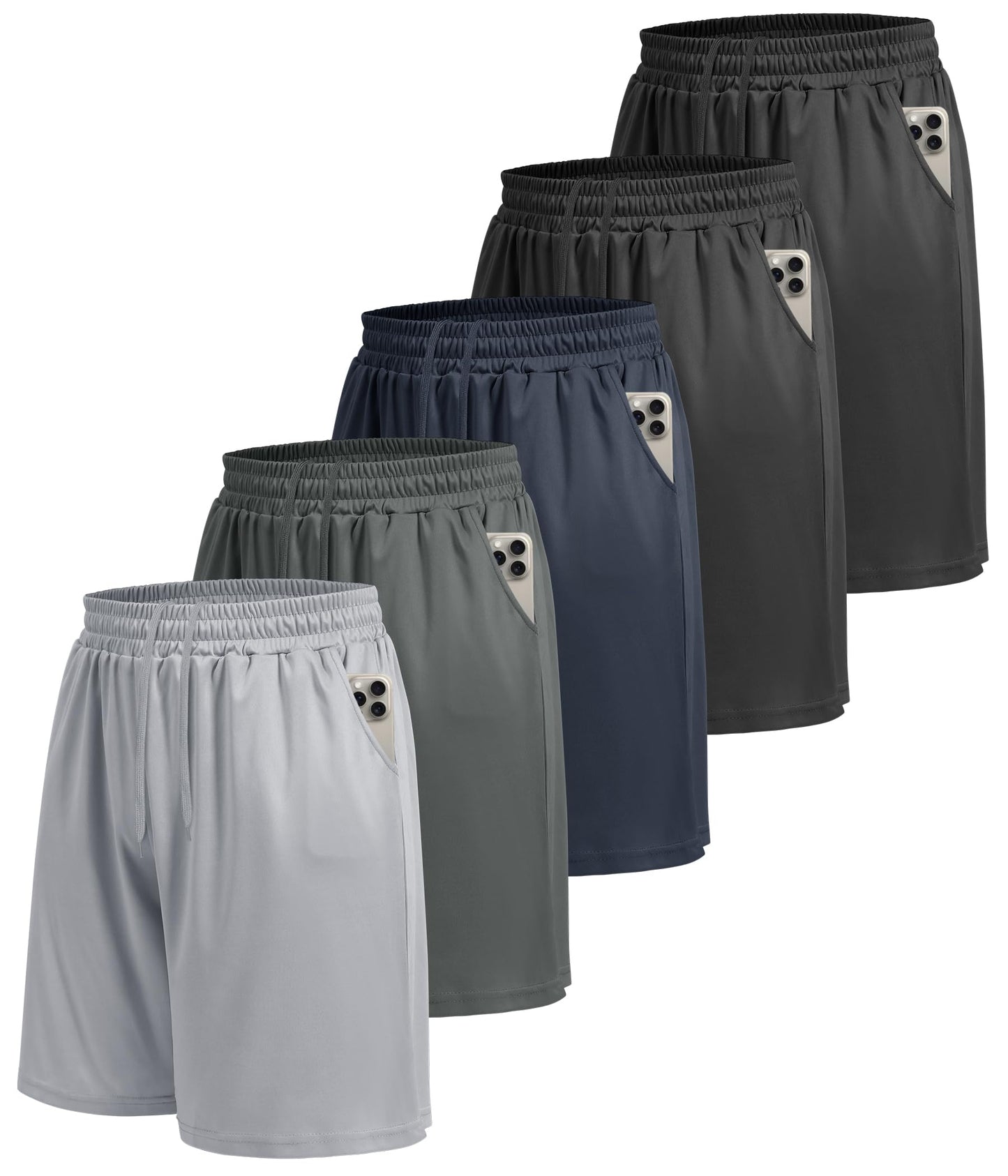 LalaHooK 5 Pack Gym Mens Shorts - Quick Dry Basketball Workout Athletic Shorts with Pockets for Running Casual Activewear