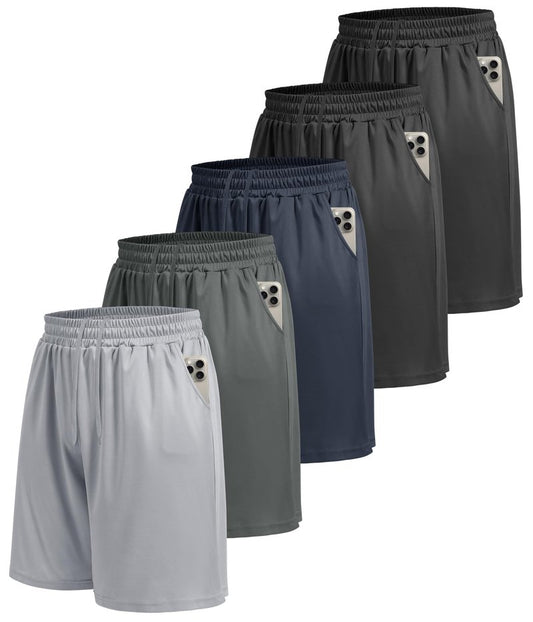 LalaHooK 5 Pack Gym Mens Shorts - Quick Dry Basketball Workout Athletic Shorts with Pockets for Running Casual Activewear
