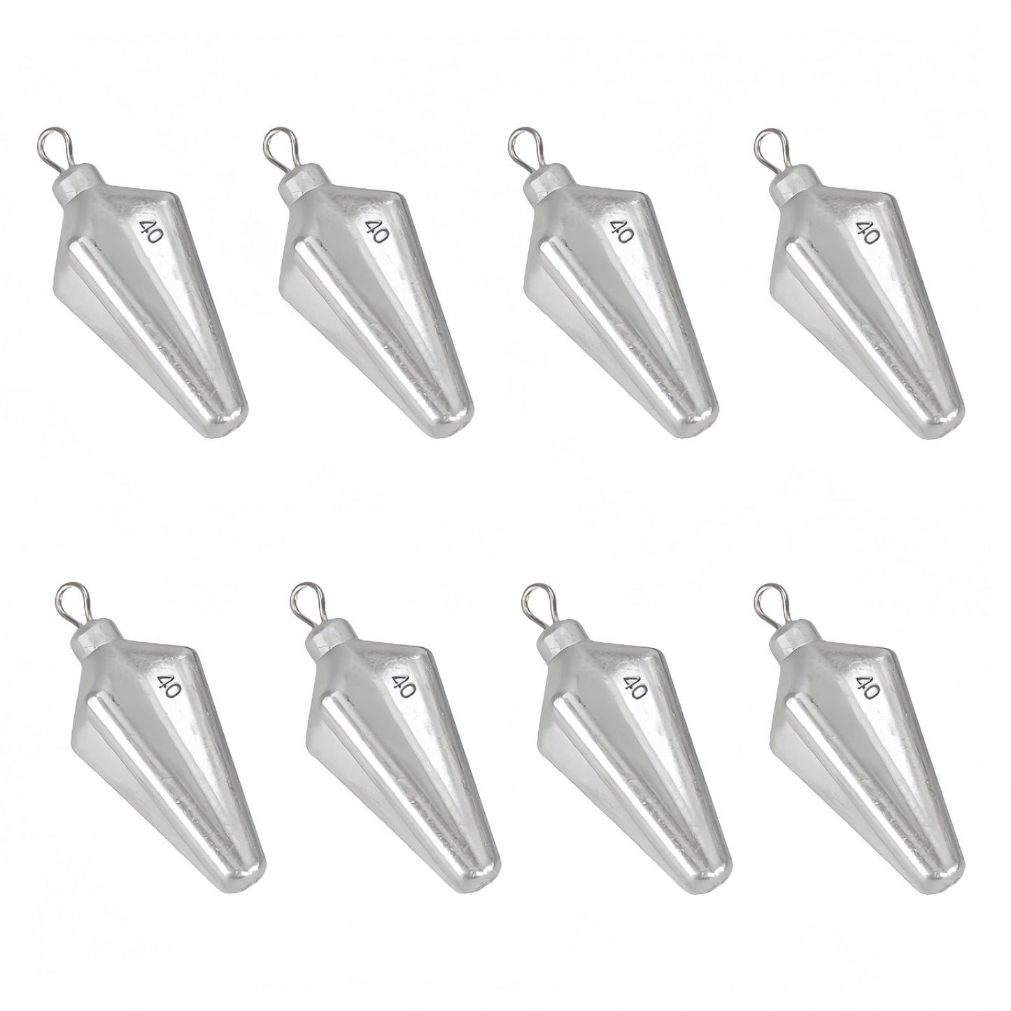 Magnoloran 8PCS Fishing Weights Sinkers, Bank Fishing Sinkers Four Corner Catfishing Sinkers Saltwater Surf Fishing Weights Lead Sinkers Torpedo Weights Pyramid Sinkers-1.4oz(40g)