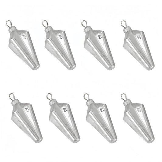 Magnoloran 8PCS Fishing Weights Sinkers, Bank Fishing Sinkers Four Corner Catfishing Sinkers Saltwater Surf Fishing Weights Lead Sinkers Torpedo Weights Pyramid Sinkers-1.4oz(40g)