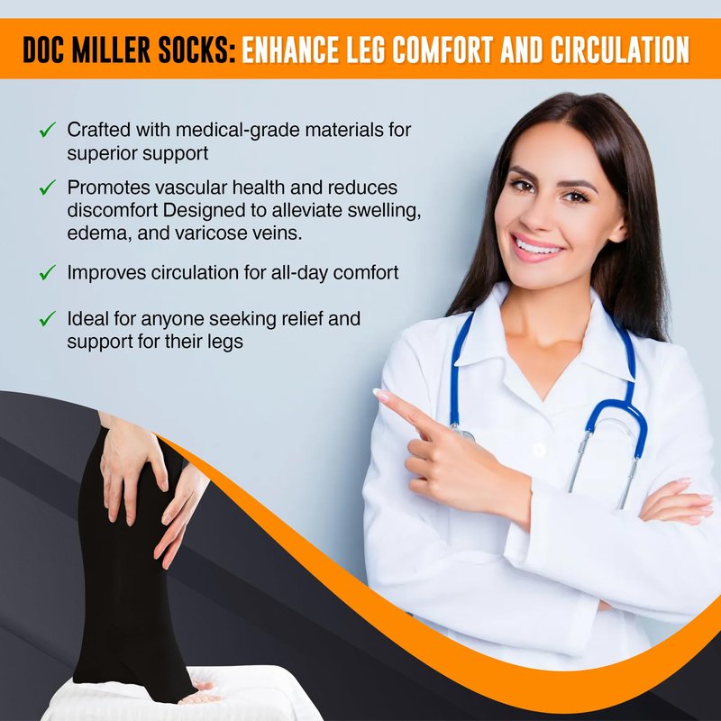 Doc Miller Open Toe Compression Socks, 20-30 mmHg, Toeless Compression Sleeves for Legs, Knee High Stockings for Shin Splints, Varicose Veins, Travel, Calf Support & Muscle Recovery, Men & Women, Pair