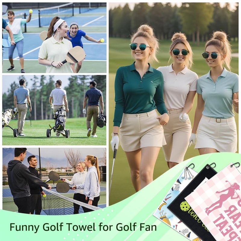 WUUCKOO Funny Golf Towel for Golf Bags with Clip, Golf Accessories for Women, Mothers Day Birthday Retirement Gifts for Mom Ladies Grandma Aunt Wife (Pink4)