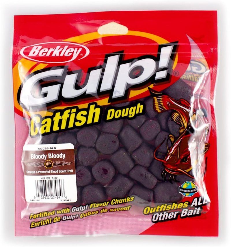 Berkley Gulp! Catfish Dough Bait - Bloody Flavor, 5 Ounce | Ideal for Freshwater Fishing