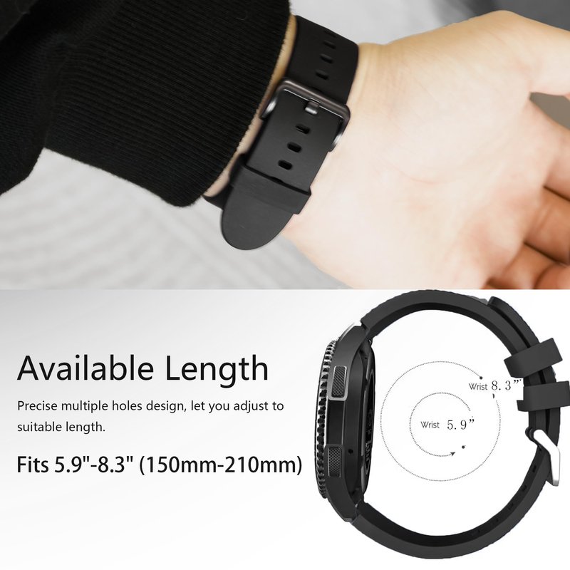 Lamshaw Compatible for Amazfit Helio Bands, Quick Release Silicone Replacement Soft Band Wristbands Straps with Stainless Steel Buckle Compatible for Amazfit Helio Fitness Tracker Wristband (Black)