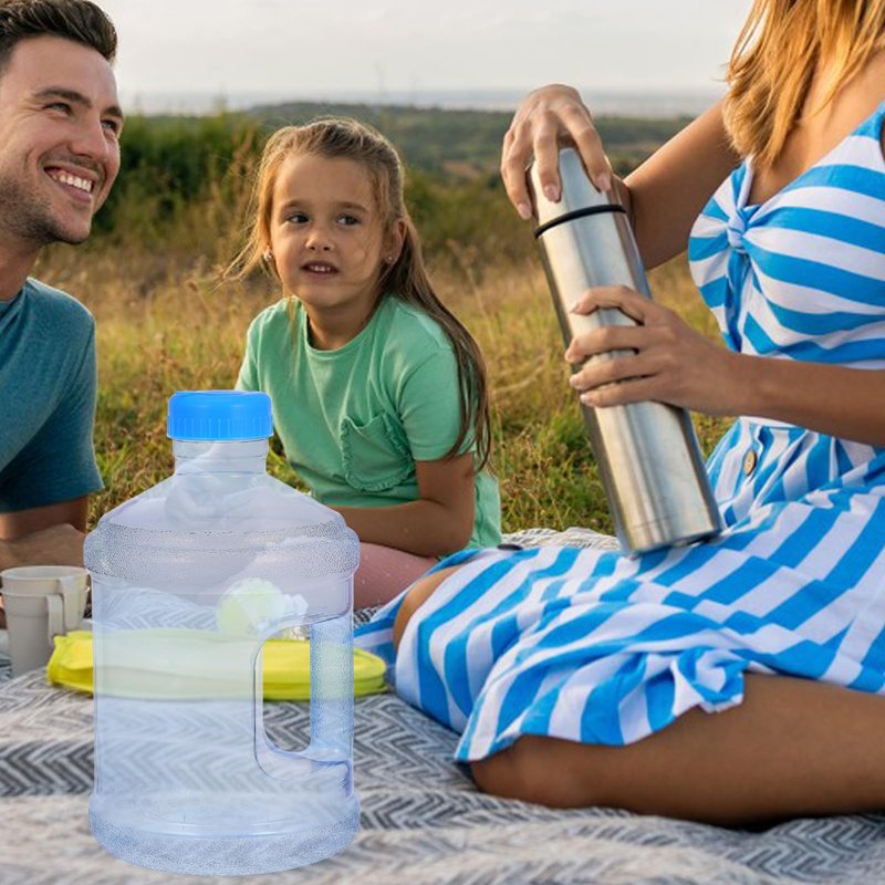 POPETPOP Outdoor Water Jug 3 Liter Transparent Plastic Water Container with Handle and Large Mouth for Camping Hiking Car Use