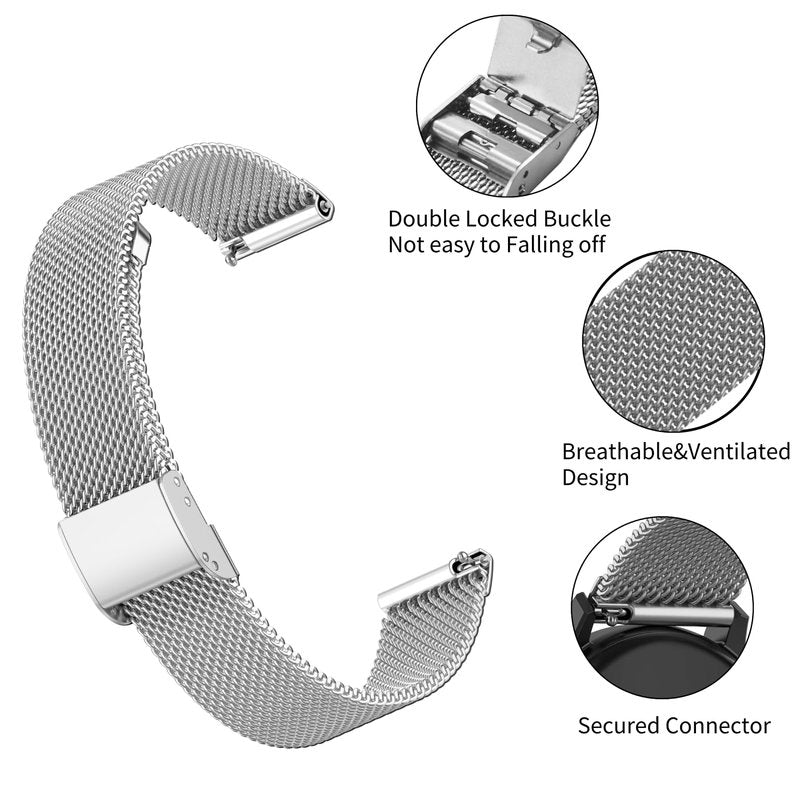 Compatible with Garmin Lily 2/Lily 2 Active Watch Band for Women Metal Mesh Bands Stainless Steel Loop Replacement Bracelet Strap Wristbands (Silver)
