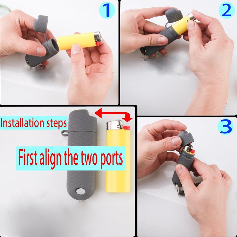 Waterproof Lighter Case Cover - 2 Pcs BIC Regular Lighter Sleeve for Outdoor Survival | Gray