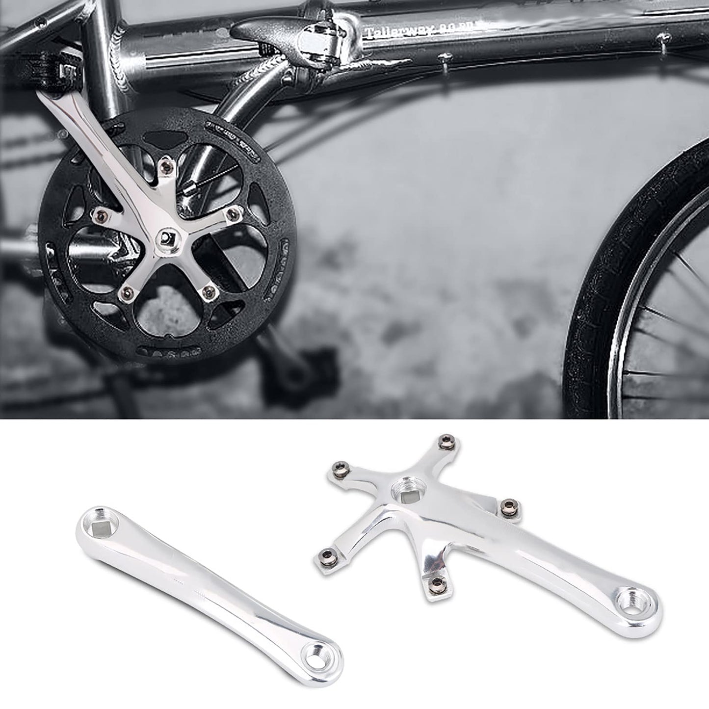 Bike Crankset, Bike Crank Arm Set, Aluminium Alloy Bike Single Speed Crankset, Left and Right Crank Arms Repair Parts for Mountain Bike, Road Bike (1 Pair)