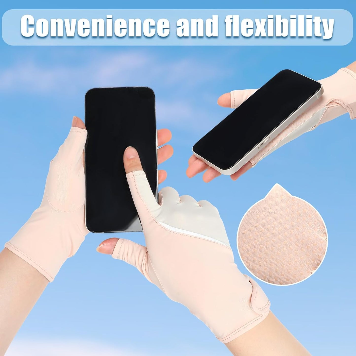 UV Sun Protection Fingerless Gloves for Women - Touchscreen, Non-Slip | Perfect for Summer Driving & Cycling