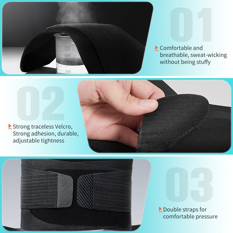 Herseme Waist Trimmer for Women & Men Upgraded Breathable Adjustable Waist Trainer Lower Belly Fat Sweat Stomach Wrap Belt with 10PCS Support Frame Back Support for Workout Fitness Body Shaper, Black