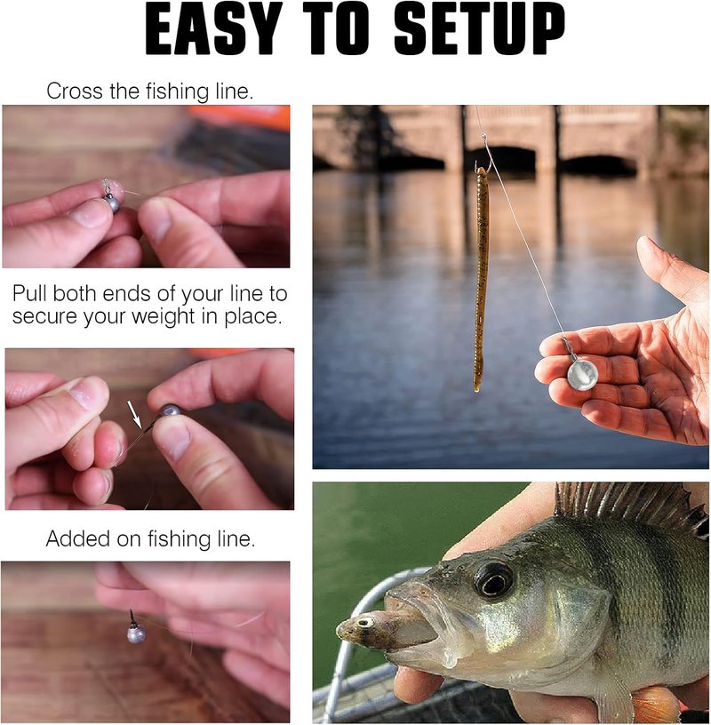 Fishing Weights - Removable Round Lead Sinker for Bass | Perfect for Freshwater Drop Shot