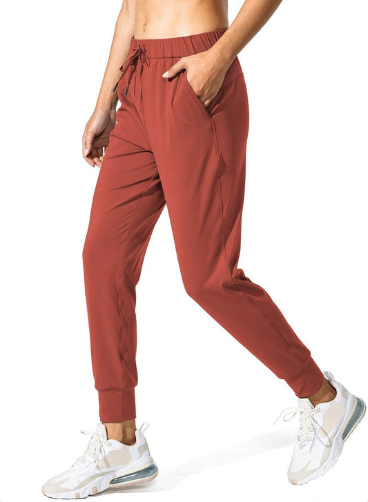 SANTINY Women's Joggers Pants Pockets Drawstring Running Sweatpants for Women Lounge Workout Jogging(Savannah Red_M)