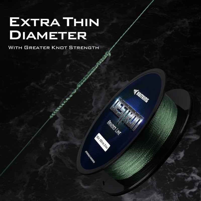 KastKing Destron Braided Fishing Line - Ultra-Thin, Abrasion Resistant, Improved Knot Strength | 75% Thinner Than Mono