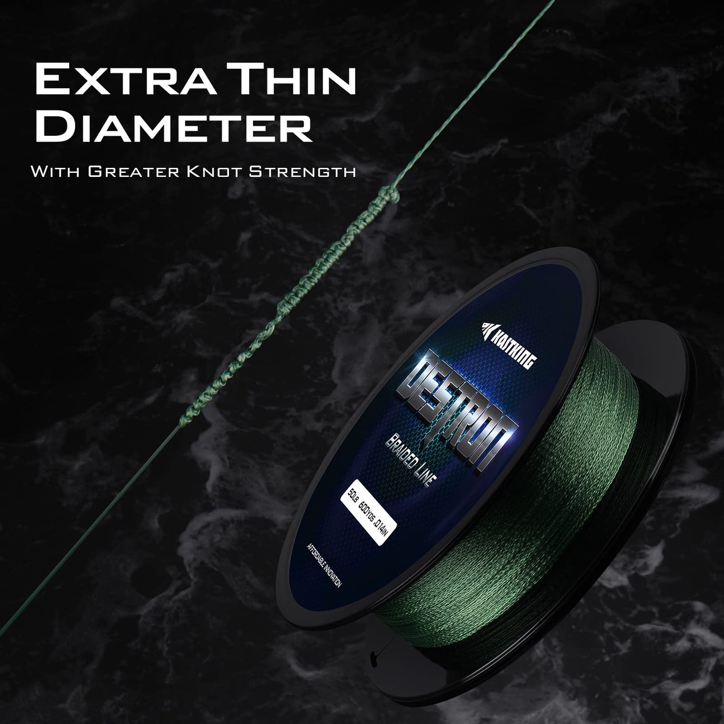 KastKing Destron Braided Fishing Line, Yellow, 4 Stands, 15LB, 300Yds
