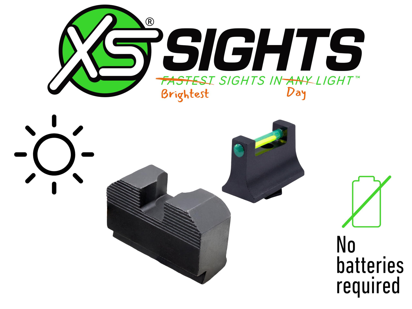 XS Sights Fiber Optic Sights Compatible with Glock 17,19,22-24,26,27,31-36,38,45,49 Including MOS Models