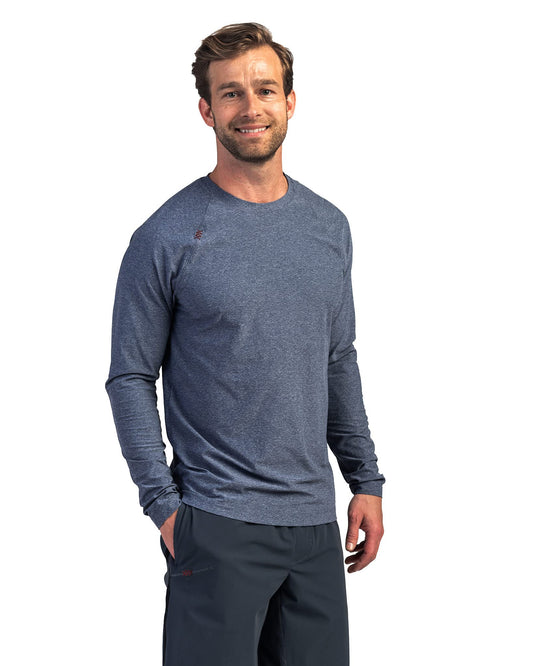 Rhone Reign Mens Long Sleeve Workout Shirts, Anti-Odor, Quick Dry Mens Gym Shirts, Lightweight Workout Shirts for Men, UPF 50+ Midnight Heather Medium