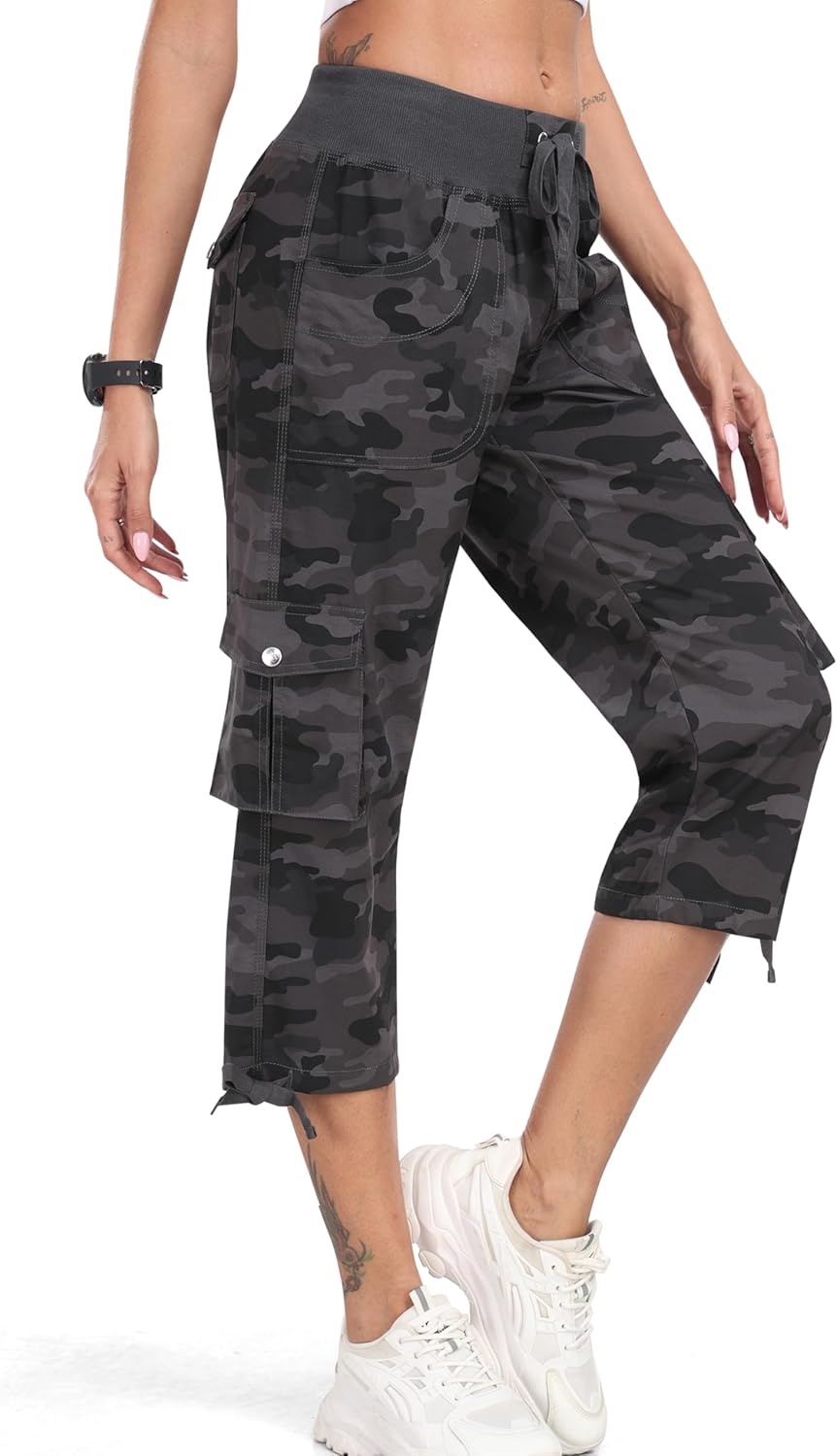 Women's Cargo Capris Hiking Pants - Lightweight Quick-Dry Outdoor Athletic Travel | Comfy with Pockets