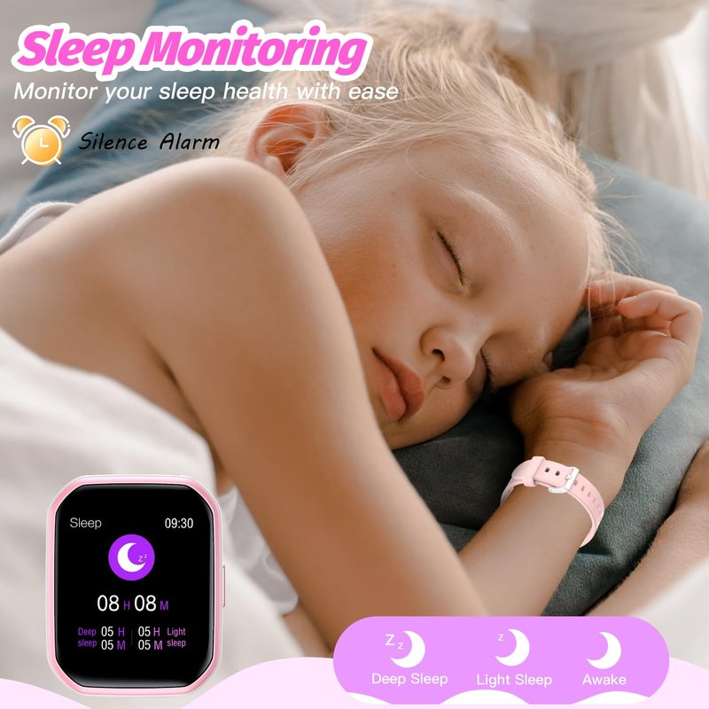 Kids Smart Watch for Girls,IP68 Waterproof Kids Fitness Tracker Watch with 1.5 Inch DIY Face,Heart Rate Sleep Monitor,19 Sport Modes,Calories Counter,Alarm Clock,Great Gifts for Children 6+ (PInk)