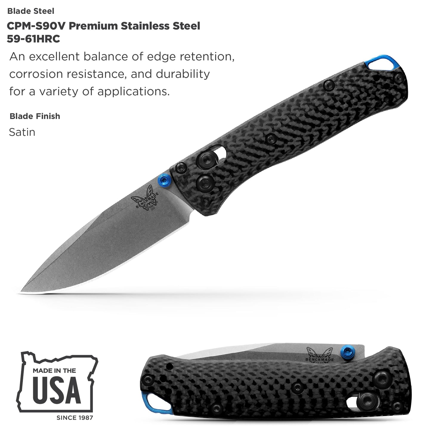 Benchmade - Mini Bugout 533 Folding Knife with Black Carbon Fiber Handle (533-3)