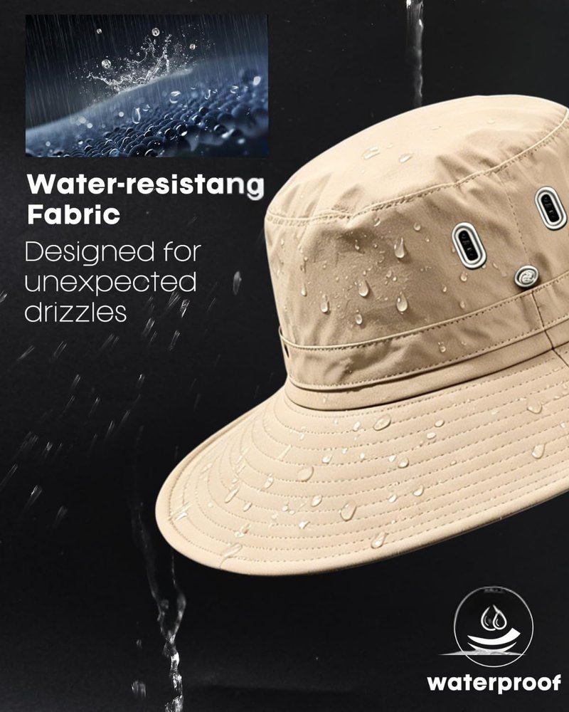 Fishing Hat - UPF 50+ Waterproof Wide Brim for Men & Women | Foldable Outdoor Safari Cap