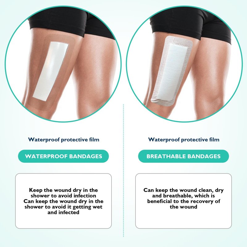 15 Count Breathable Adhesive Island Dressing Bandages Wound Bandage Patches Bordered Gauze for Knee Replacement 4" x 12" with Absorbent Non Stick Pad