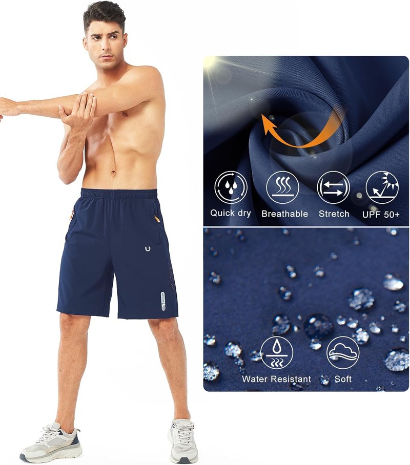 Men's Athletic Running Shorts - Quick Dry Lightweight Gym Workout | 7"/9"/5" | 3 Zipper Pockets