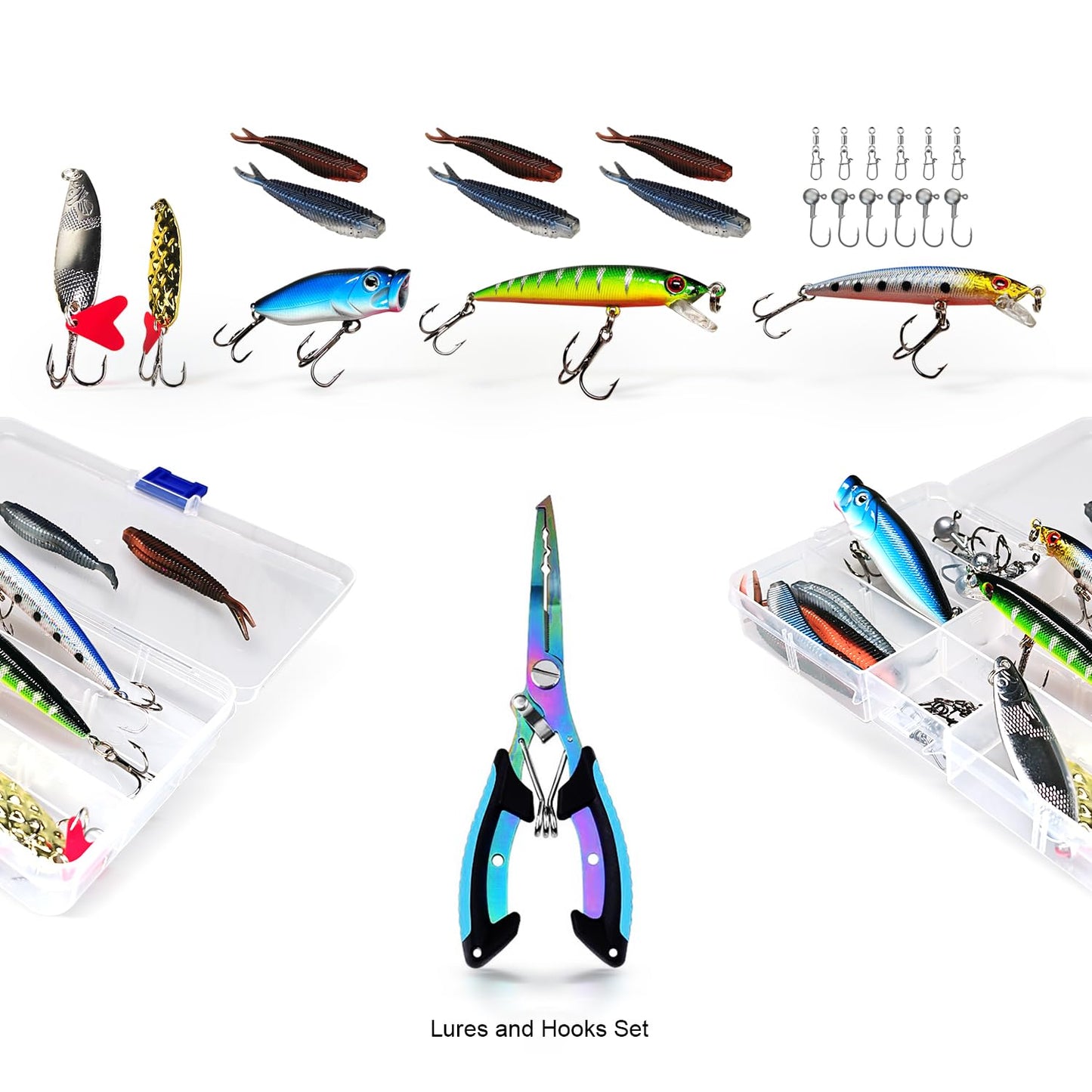 Fishing Rod and Reel Combos, 2PC Telescopic Fishing Pole Spinning Reels Sets, Collapsible Fishing Rod Full Kit with with Fishing Pliers Carrier Bag for Travel Saltwater Freshwater