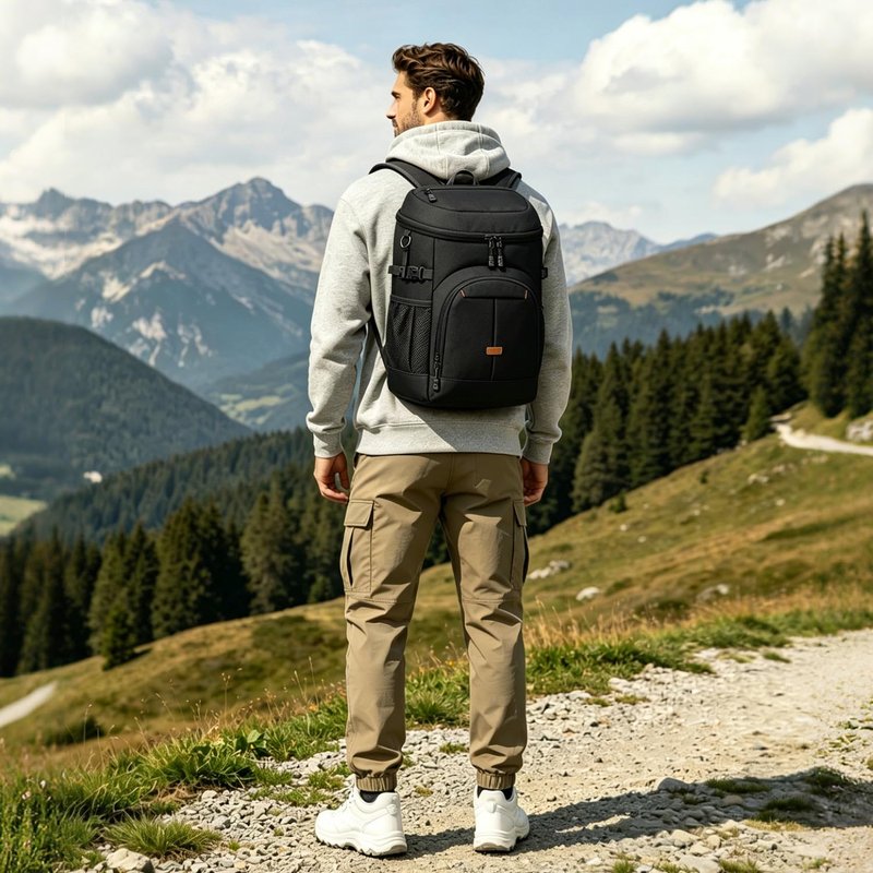 Pritent Cooler Backpack for Men Women Insulated Waterproof Backpack Coolers Leak Proof Cooler Bag Lightweight Lunch Backpack for Camping Beach Travel Picnic(Black,30 Cans)