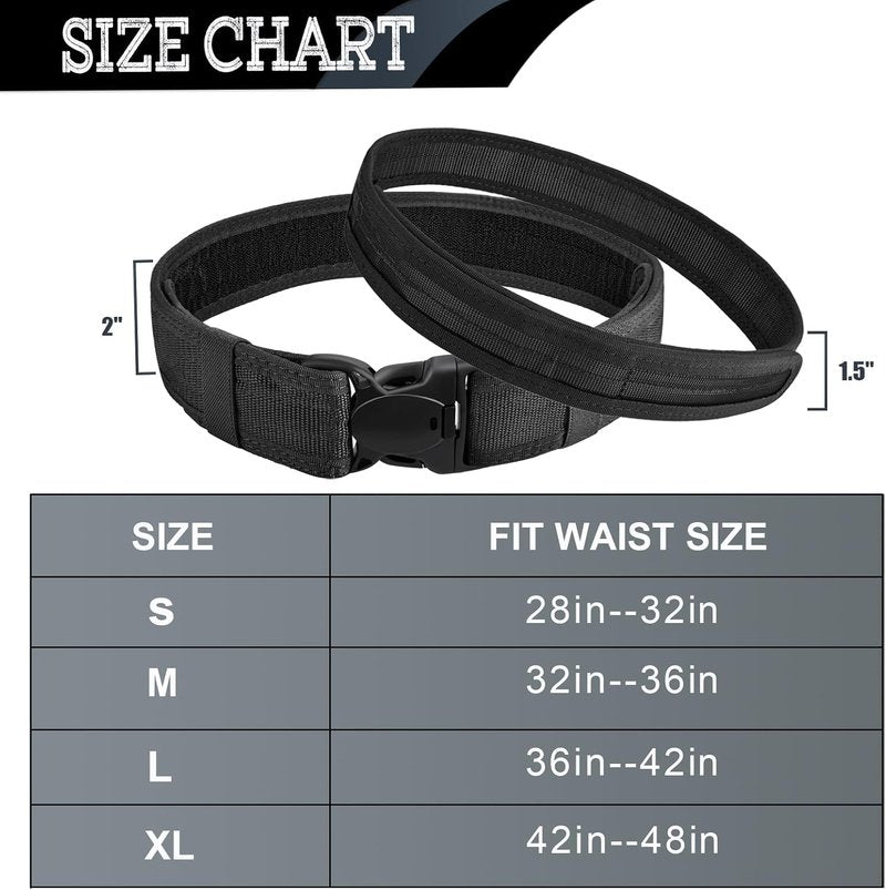 MOZETO Duty Belt - 2" Nylon Police Security Belt with 2 Key Holders & 4 Keepers | Ideal for Law Enforcement