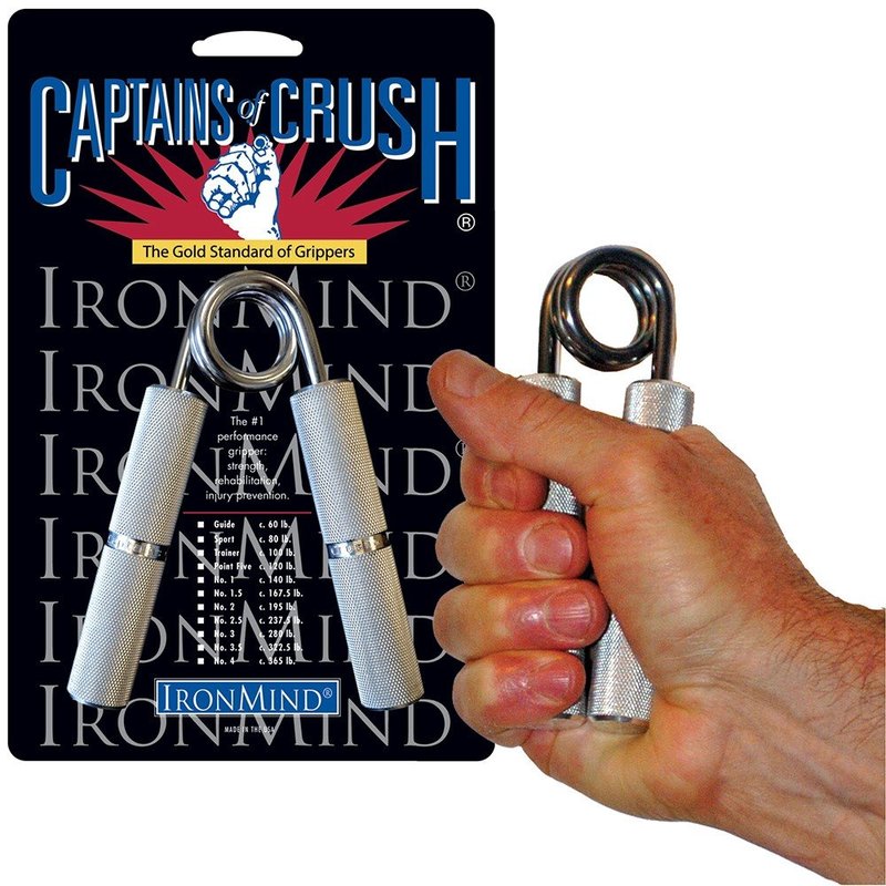 IronMind Two-Way Captains of Crush Grip Strengthener Set: CoC Trainer Gripper (100 lb.) and Expand-Your-Hand Bands