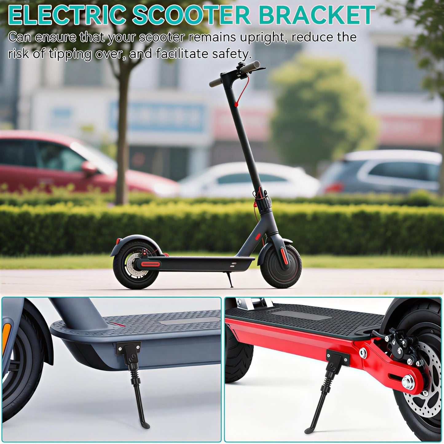 VGEBY Electric Scooter Kick Stand, Universal 10 Inch Folding Scooter Kickstand Parking Stand Feet Support Holder Replacement Parts for M4