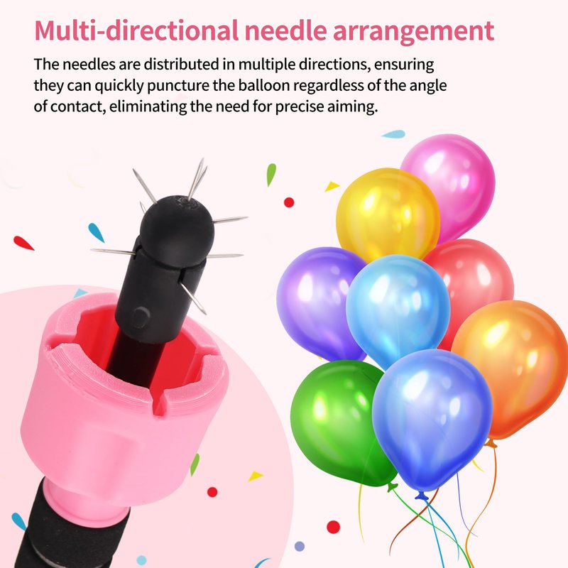 VIFUME Balloon Popper Tool with 360° Surround Tip, Telescopic Aluminum Rod (9–28.5 Inches), Adjustable Balloon Cleanup Stick with Safety Cap for Party & Event Decoration