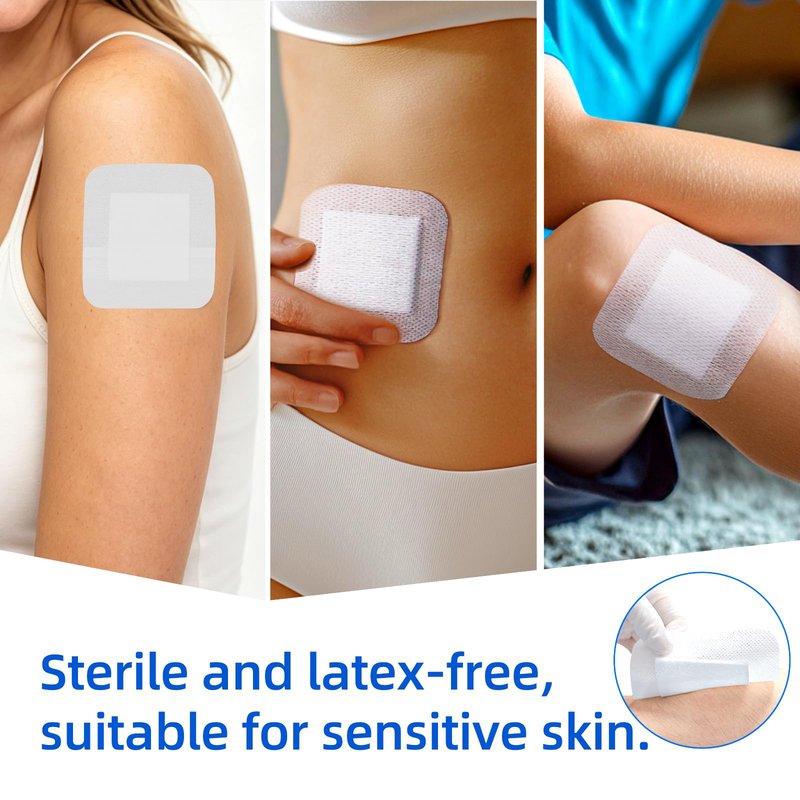 Niceful 50 Count Adhesive Gauze Island Dressing 4" x 4", Water-Resistant Wound Dressing Bandages, Sterile & Absorbent Medical Grade Adhesive Pads, First Aid Pads FSA Eligible