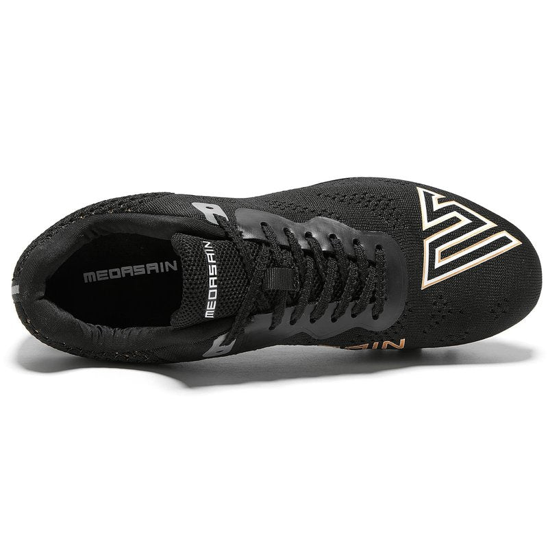 Medasain Track and Field Shoes for Men Women Kids Boys Girls Youth Spikes Professional Athletic Sprint Running Racing Shoes Black