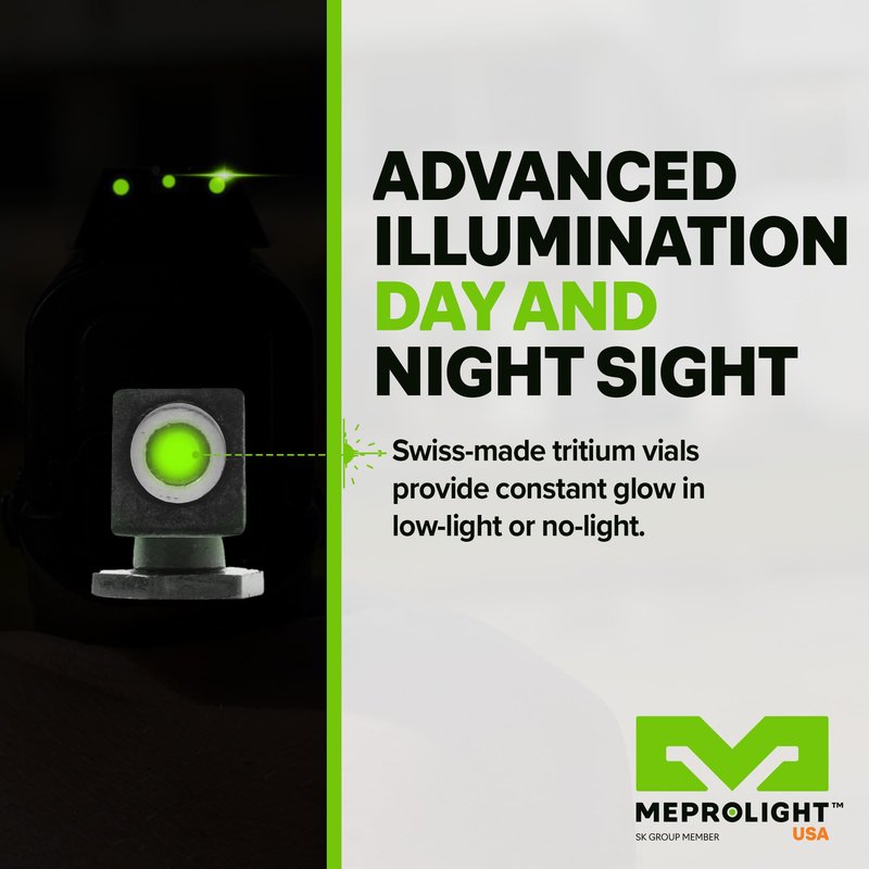 Meprolight Mepro Hyper-Bright Tritium Day/Night Sights - Tritium Powered Fixed Pistol Optic, No Battery Required, Glock Standard Frame, Orange Ring