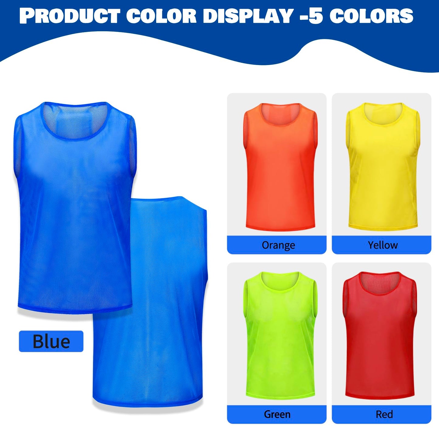 PULUOMASI 12/24/48PCS Pinnies Youth Team Pennies for Sports Kids Adults