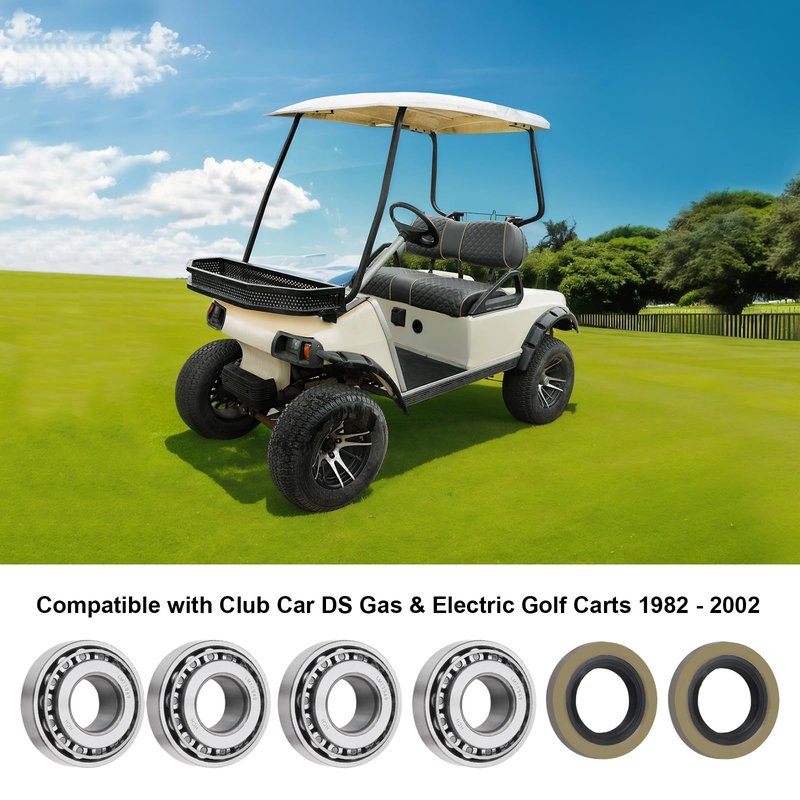 Roykaw Golf Cart Front Wheel Bearings Hub and Oil Seals Kit Compatible with Club Car DS/Carryall 1982-2002 Models, Replaces OEM# 1011393, 1013135