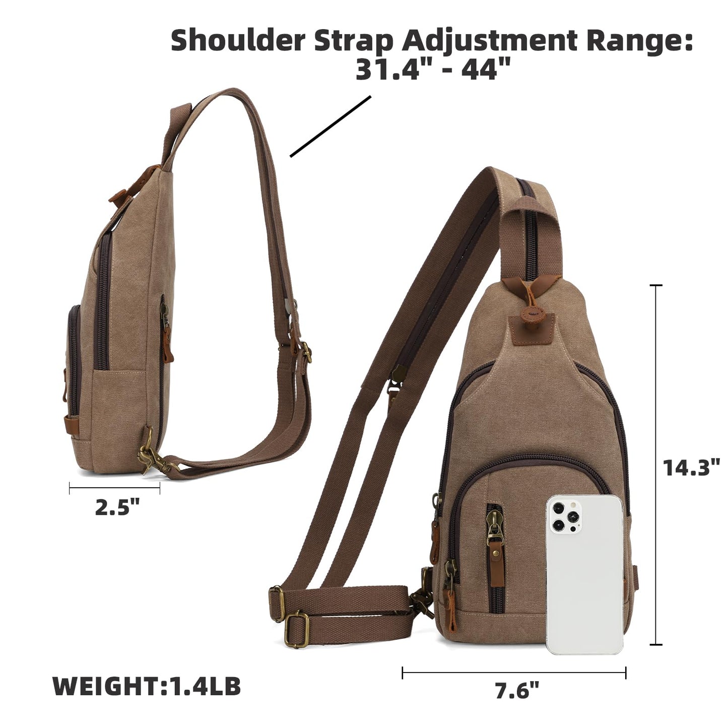 KL928 Canvas Sling Bag Crossbody Backpack Shoulder Casual Rucksack for Men Women