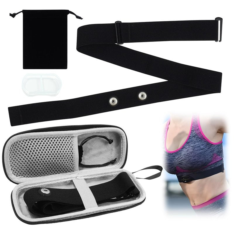 Heart Rate Monitor Chest Strap Compatible with Polar H10 H9 H7 Wahoo Garmin, Adjustable Waterproof Replacement Band with Crystal Velvet Storage Case, Pill Box & Carry Pouch for Fitness Enthusiasts