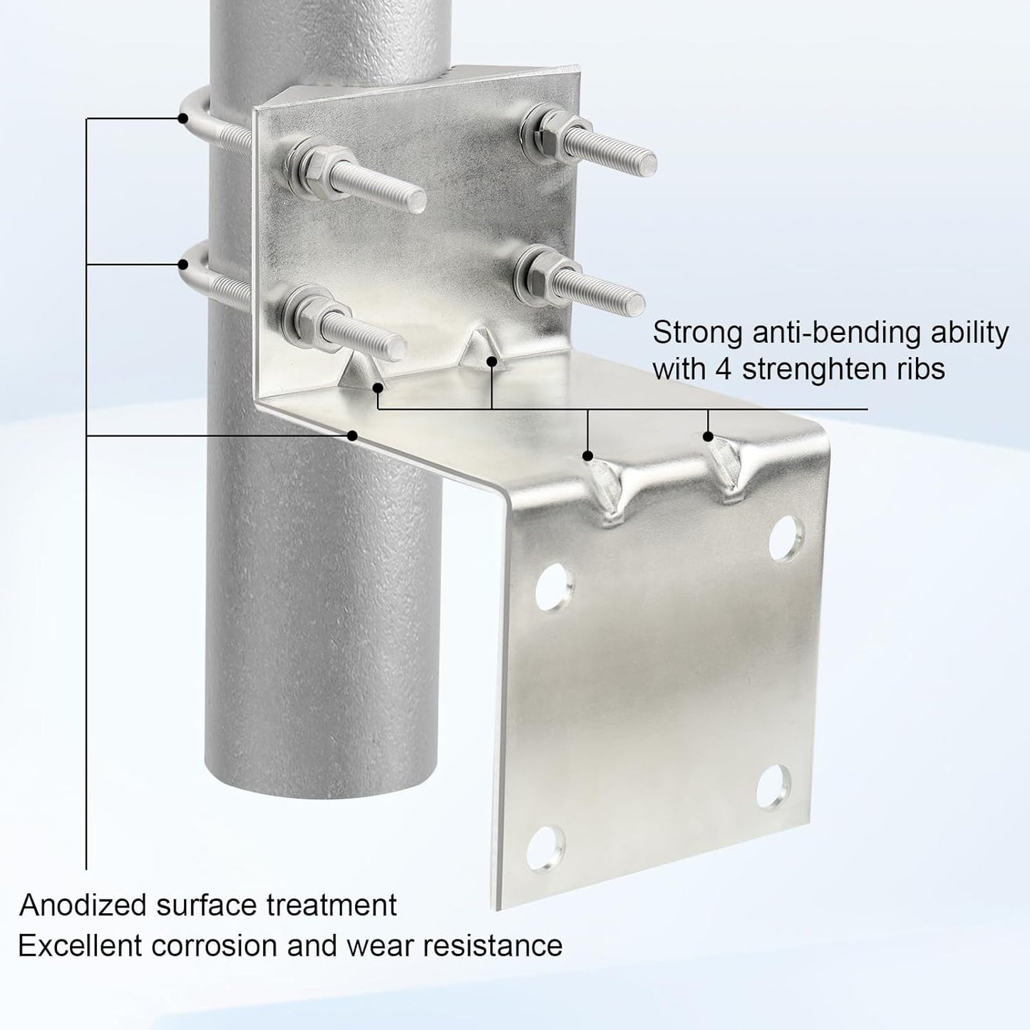 Antenna Pole Mount Bracket Kit - U-Bracket Assembly with 4 Screws for Outdoor Antenna Installation