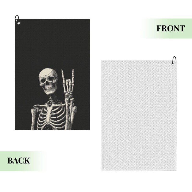 Twistmyst Skull Golf Towel Microfiber with Carabiner Clip, Funny Skeleton Cleaning Cloth for Golf Balls & Clubs, Gift for Women Men, Golfers, Dad, Grandpa, Bag Accessories 16"*24"
